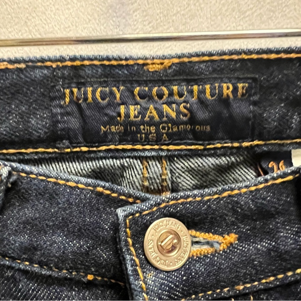 Juicy Couture Women’s Low Rise Dark Denim Boot Cut Jeans Pants - Picture 7 of 9